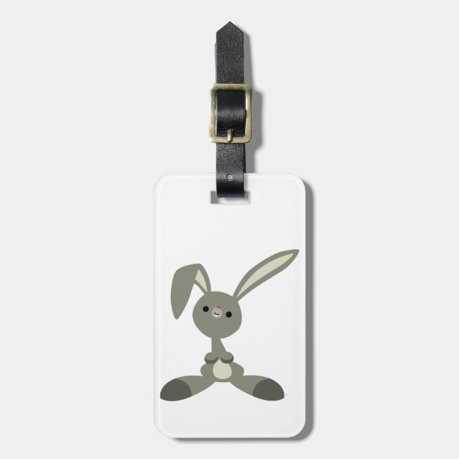 Étiquette À Bagage Balise de bagage de lapin de caricature curieuse (Devant Vertical)