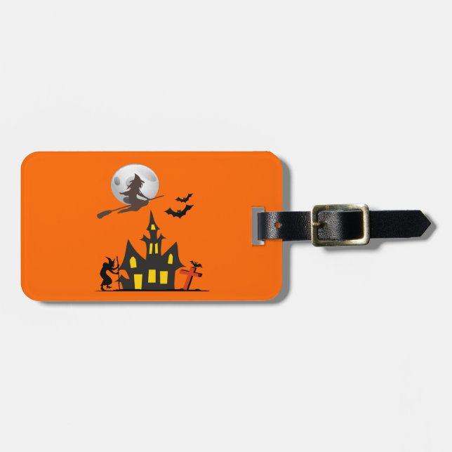 Étiquette À Bagage Balise de bagage de maison hantée d'Halloween (Devant horizontal)
