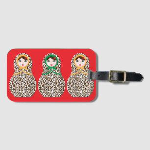 Étiquette À Bagage Balise de bagage de Matryoshka de Cheetah Print