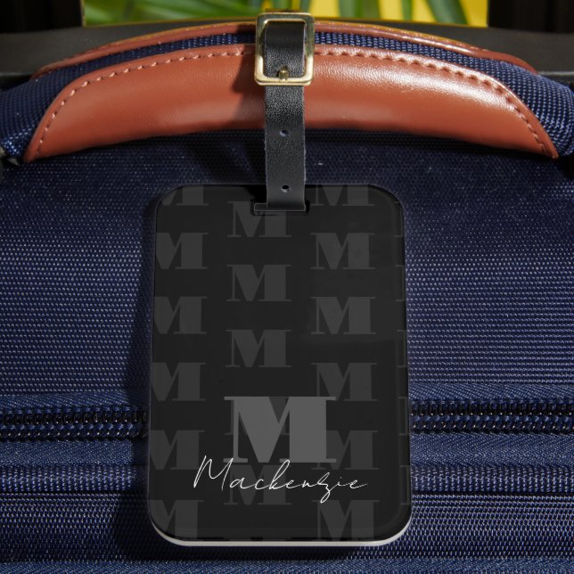 Étiquette À Bagage Balise de bagage de monogramme de police gras (Insitu Rectoal 2)