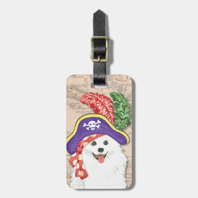 Étiquette À Bagage Balise de bagage de pirate de chien Eskimo américa (Devant Vertical)