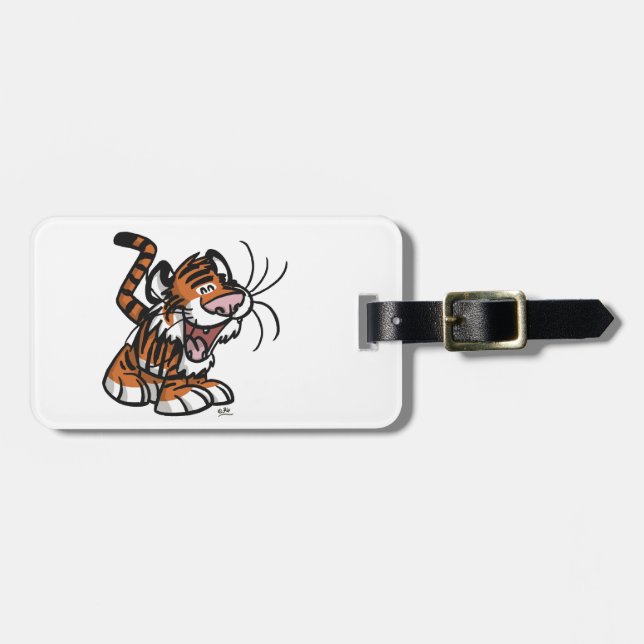 Étiquette À Bagage Balise de bagage de tigre de petit dessin (Devant horizontal)