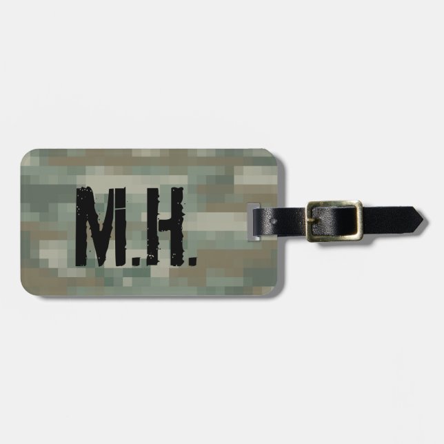 Étiquette À Bagage Balise de bagage de voyage monogramme | Camouflage (Devant horizontal)