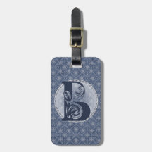 Balise de bagage Denim Blue Decorative Monogramme 