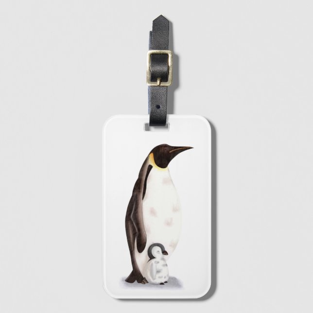 Étiquette À Bagage Balise de bagage d'illustration de pingouin mignon (Devant Vertical)