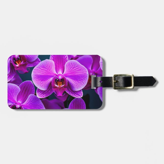 Étiquette À Bagage Balise de bagage d'orchidée parfaitement violette (Devant horizontal)