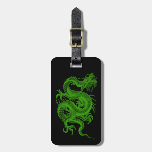 Étiquette À Bagage Balise de bagage Draco Dragon Vert Personnalisé (Devant Vertical)