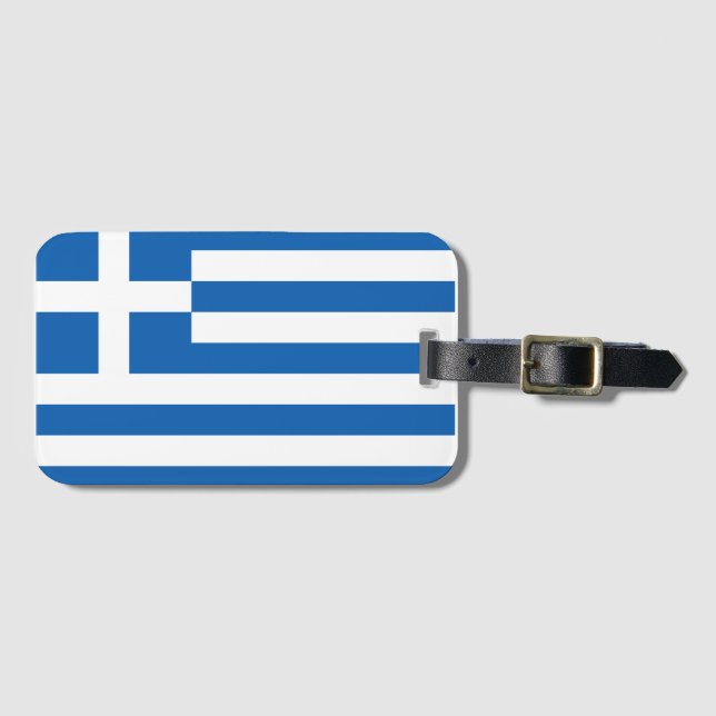 Étiquette À Bagage Balise de bagage drapeau de la Grèce (Devant Horizontal)