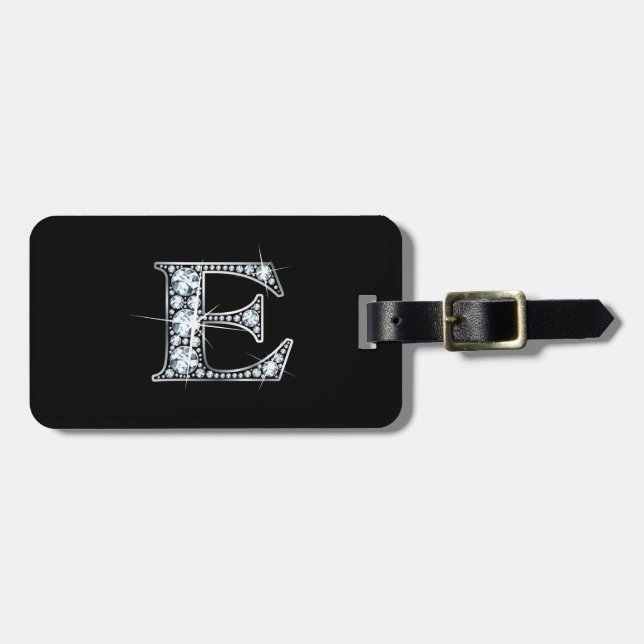 Étiquette À Bagage Balise de bagage E Faux-"Diamond Bling" (Devant horizontal)