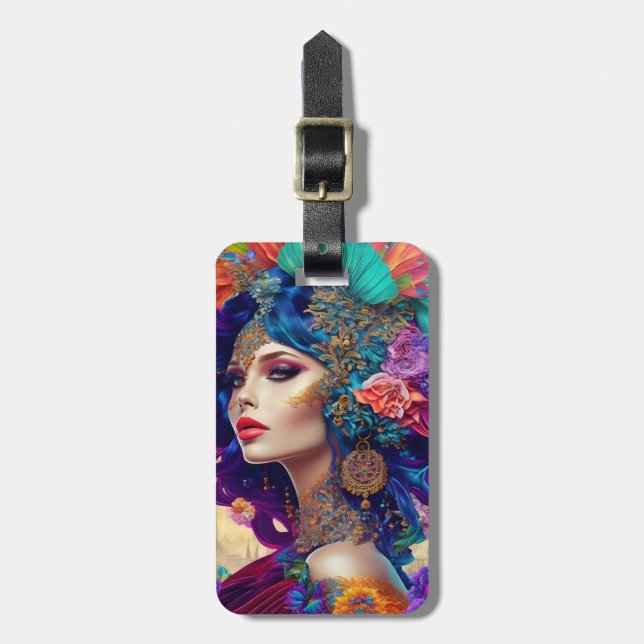 Étiquette À Bagage Balise de bagage en acrylique pour femmes artistes (Devant Vertical)