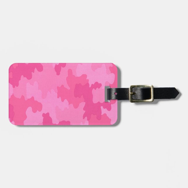 Étiquette À Bagage Balise de bagage en camouflage rose chaud personna (Devant horizontal)