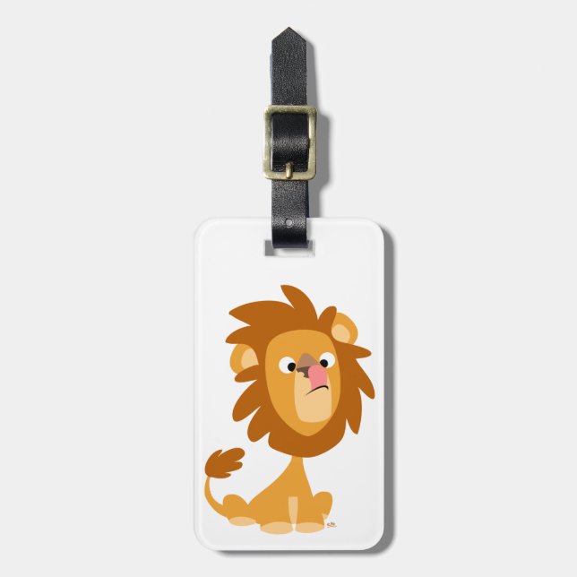 Étiquette À Bagage Balise de bagage en Lion de caricature fine (Devant Vertical)
