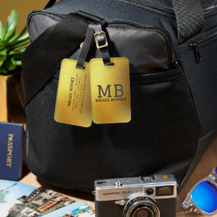 Étiquette À Bagage Balise de bagage en métal brossé PRO Gold