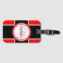 Balise de bagage en rouge monogramme / noir