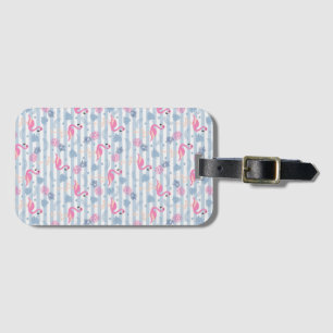 Étiquette À Bagage Balise de bagage Flamingo - rose et bleu