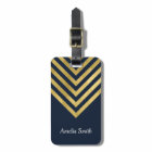 Balise de bagage géométrique Chic Blue et Faux Gol