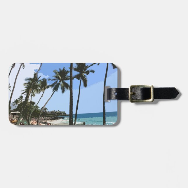 Étiquette À Bagage Balise de bagage Hawaiian Beach Scene (Devant horizontal)