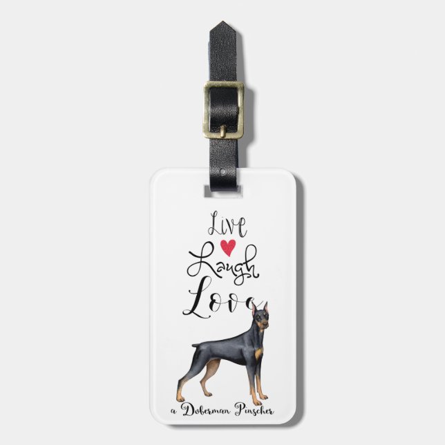 Étiquette À Bagage Balise de bagage Live Laugh Love a Doberman Pinsch (Devant Vertical)
