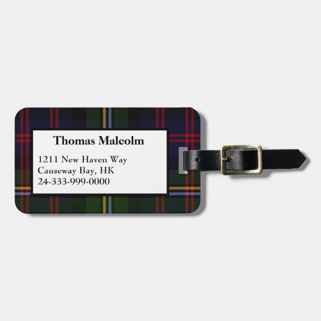 Étiquette À Bagage Balise de bagage Malcolm Tartan (Devant horizontal)