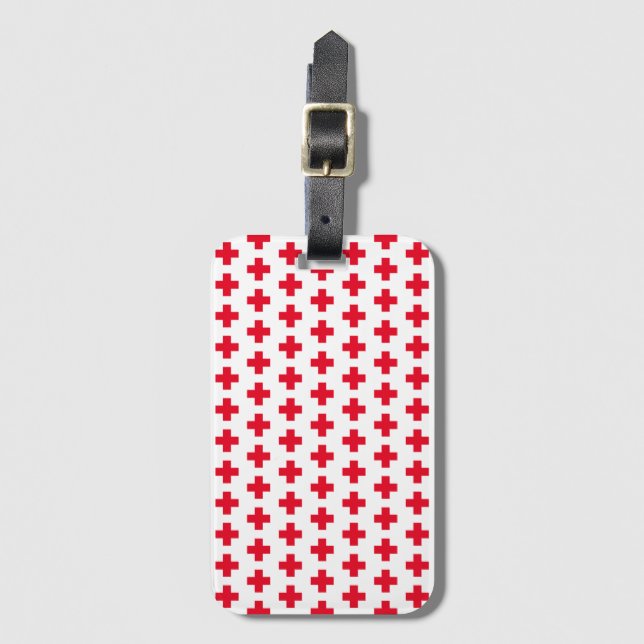 Étiquette À Bagage Balise de bagage Médicale Croix-Rouge Motif simple (Devant Vertical)