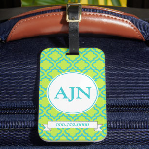 Étiquette À Bagage Balise de bagage Monogramme de chaux