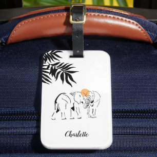 Étiquette À Bagage Balise de bagage Monogramme "Eléphant Lover"