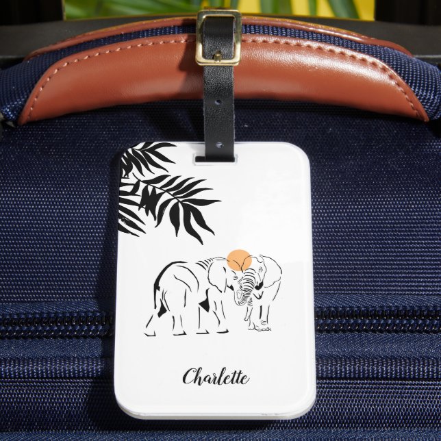 Étiquette À Bagage Balise de bagage Monogramme "Eléphant Lover" (Insitu Rectoal 2)