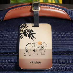 Étiquette À Bagage Balise de bagage Monogramme "Eléphant Lover"