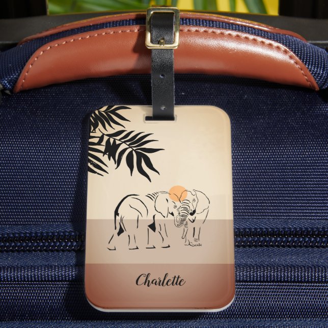 Étiquette À Bagage Balise de bagage Monogramme "Eléphant Lover" (Insitu Rectoal 2)