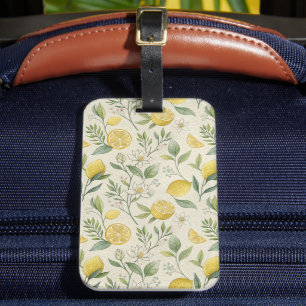Étiquette À Bagage Balise de bagage Motif citrons et fleurs