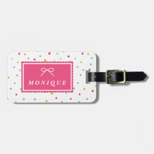 Étiquette À Bagage Balise de bagage Motif Confetti aux points colorés