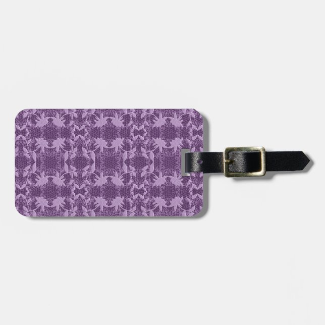 Étiquette À Bagage Balise de bagage Motif en dentelle violette et lav (Devant horizontal)