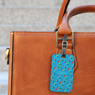 Étiquette À Bagage Balise de bagage motif turquoise fleur sauvage rou