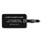 Balise de bagage noire et monogramme rose floral