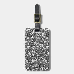 Étiquette À Bagage Balise de bagage/Paisley noir et blanc
