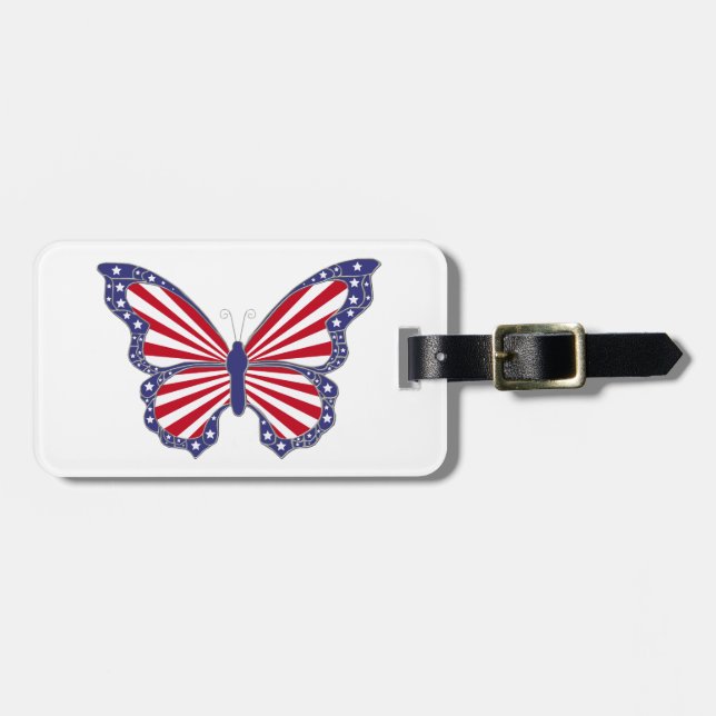 Étiquette À Bagage Balise de bagage papillon patriotique personnalisé (Devant horizontal)