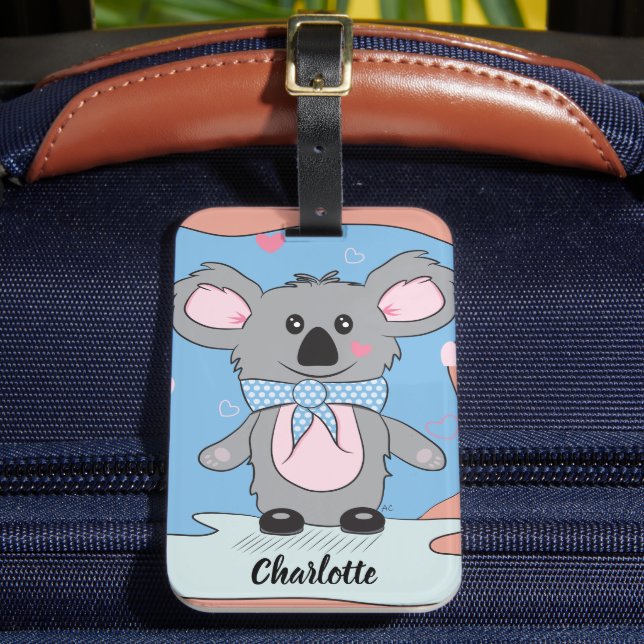 Étiquette À Bagage Balise de bagage personnalisé pour enfant Cute Koa (Insitu Rectoal 2)