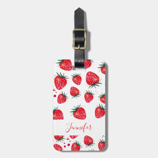 Étiquette À Bagage Balise de bagage personnalisée aux fraises (Devant Vertical)