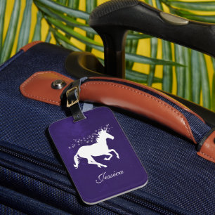Étiquette À Bagage Balise de bagage personnalisée avec licorne violet