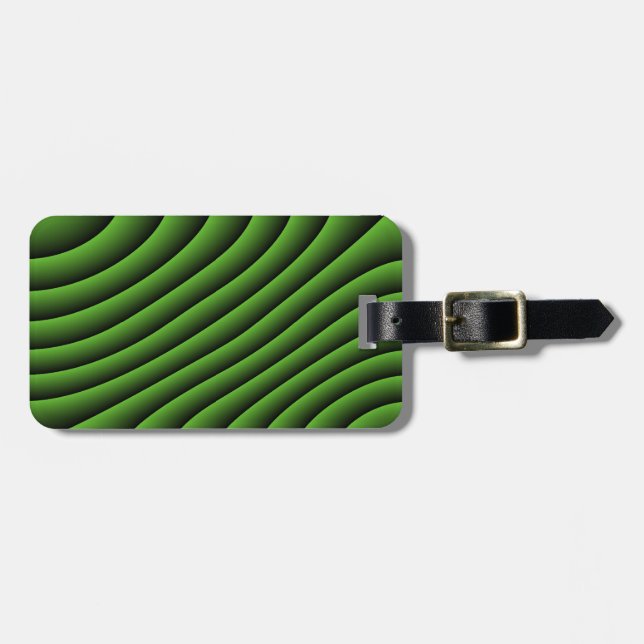 Étiquette À Bagage Balise de bagage personnalisée avec lignes vertes  (Devant horizontal)