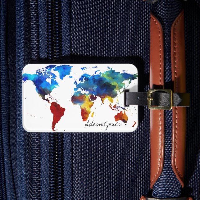 Étiquette À Bagage Balise de bagage personnalisée - Carte du monde de (Insitu Rectoal 4)