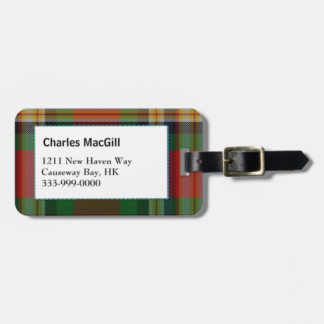Étiquette À Bagage Balise de bagage personnalisée Clan MacGill Tartan (Devant horizontal)