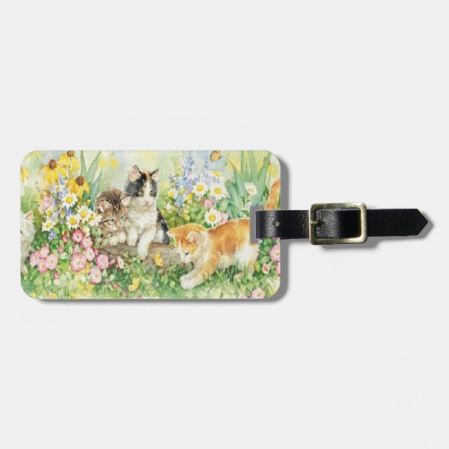 Étiquette À Bagage Balise de bagage personnalisée Cute Kittens (Devant horizontal)
