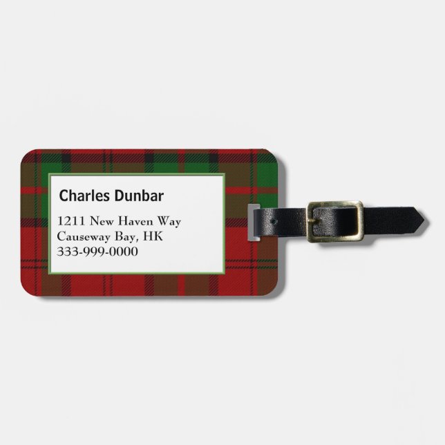 Étiquette À Bagage Balise de bagage personnalisée du clan Dunbar Tart (Devant horizontal)