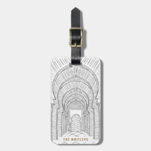 Étiquette À Bagage Balise de bagage personnalisée en noir et blanc Ma
