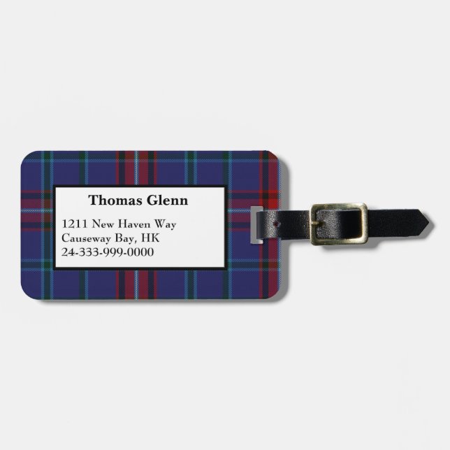 Étiquette À Bagage Balise de bagage personnalisée Glenn Tartan Plaid (Devant horizontal)