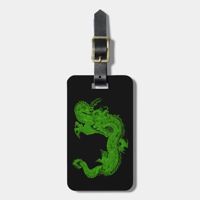 Étiquette À Bagage Balise de bagage personnalisée Green Dragon Herens (Devant Vertical)