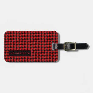 Étiquette À Bagage Balise de bagage personnalisée Houndstooth Red Bla