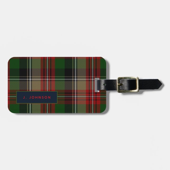 Étiquette À Bagage Balise de bagage personnalisée JOHNSON Tartan Mens (Devant horizontal)