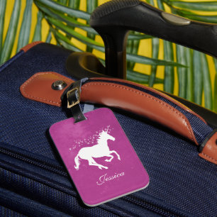 Étiquette À Bagage Balise de bagage personnalisée Magenta Unicorn